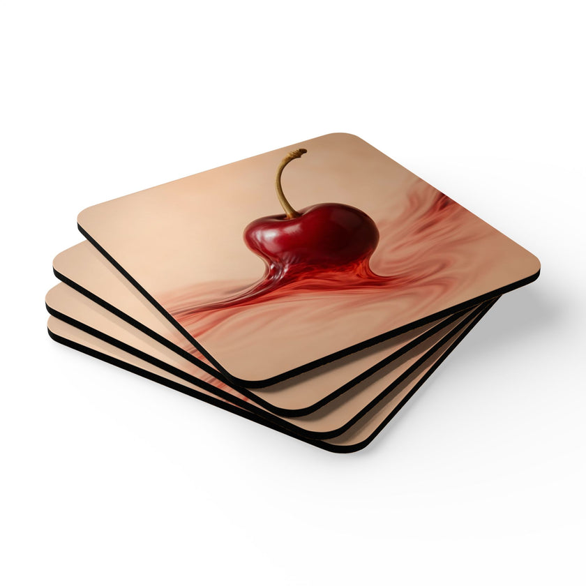 Cherry Blossom Corkwood Coaster Set | Rustic Home Decor, Unique Drinkware, Kitchen Gift, Nature Lover's Present, Eco-Friendly Coasters