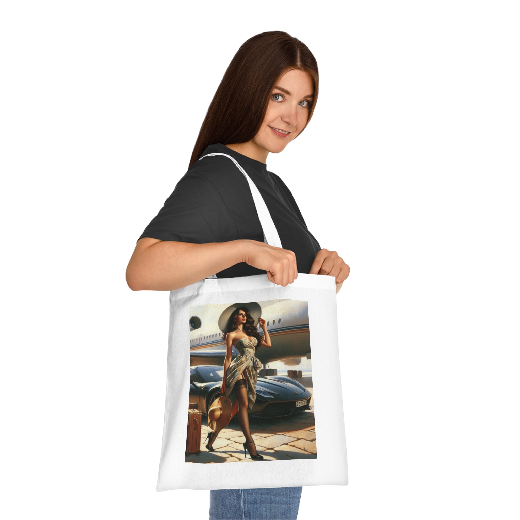 Chic Travel Cotton Tote Bag - Fashionable Design for Jetsetters