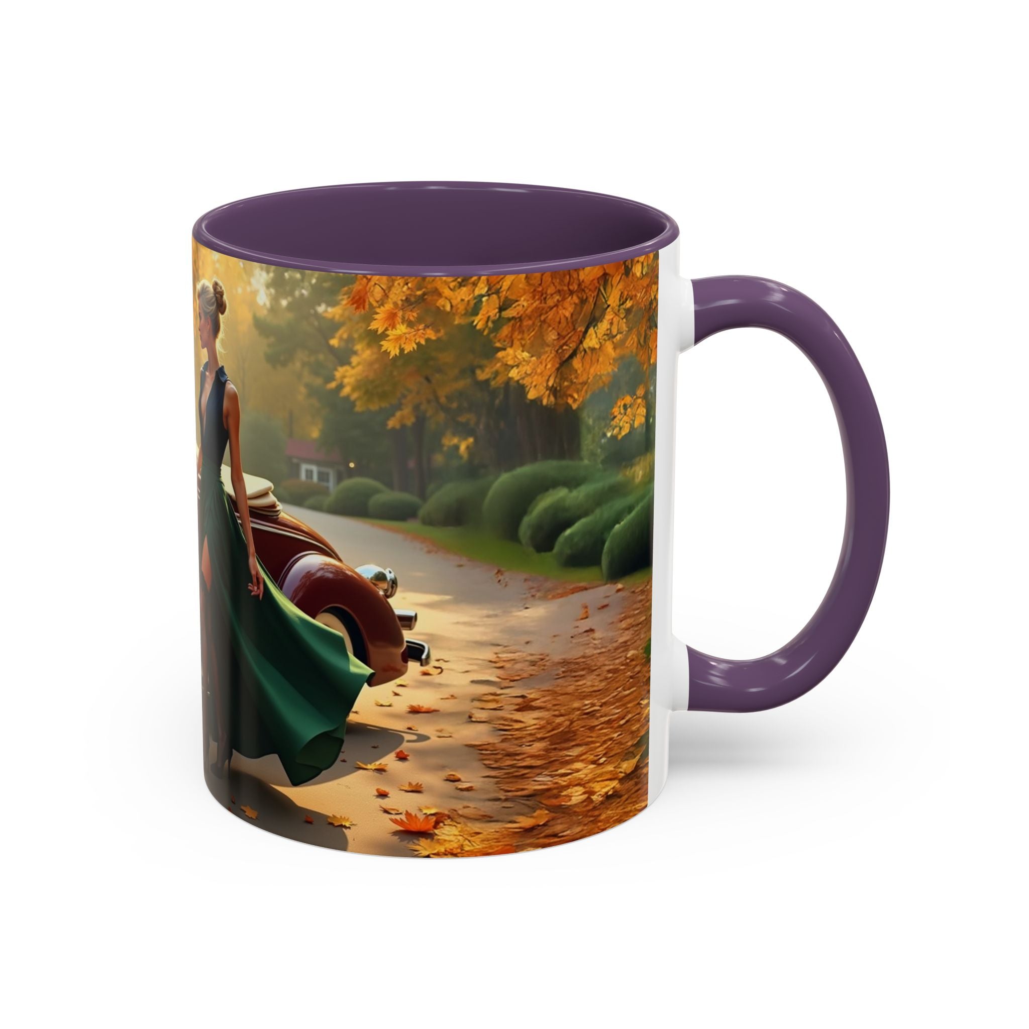 Vintage Autumn Vibes Coffee Mug adding warmth to a chilly day.