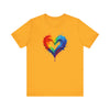 Rainbow Heart Short Sleeve Tee, T-Shirt for Him, Pride Shirt, Love Tee, Colorful Heart Design