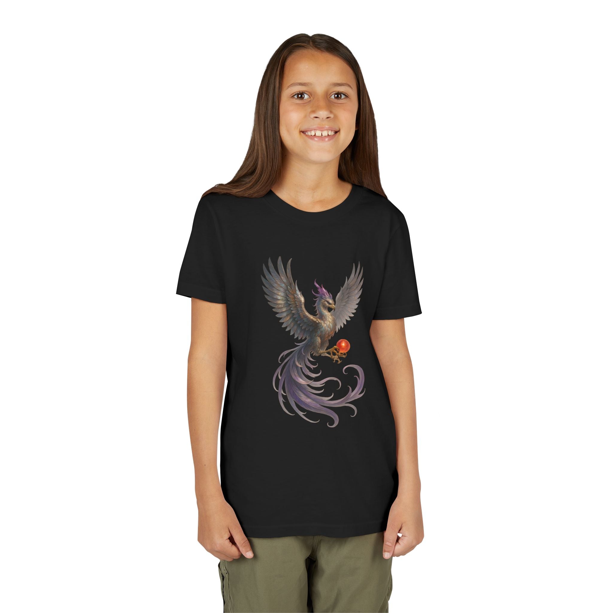 Youth Fantasy Phoenix Tee - Magical Short Sleeve Shirt for Kids