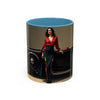 Stylish Accent Coffee Mug, decorated with a retro car design, designed for everyday use.