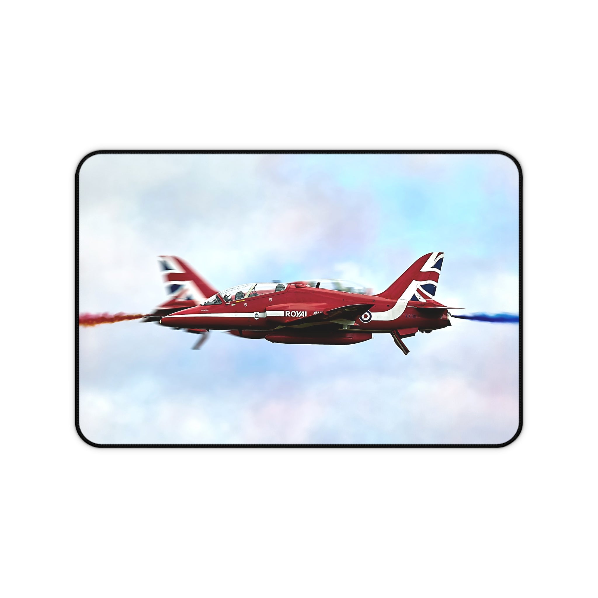Red Arrows Desk Mat | Pilot Gift, Office Decor, Gaming Mat, Home Office Accessories, Aviation Theme, Hawk, Jet, Red Arrows, Cross, Close,, RAF