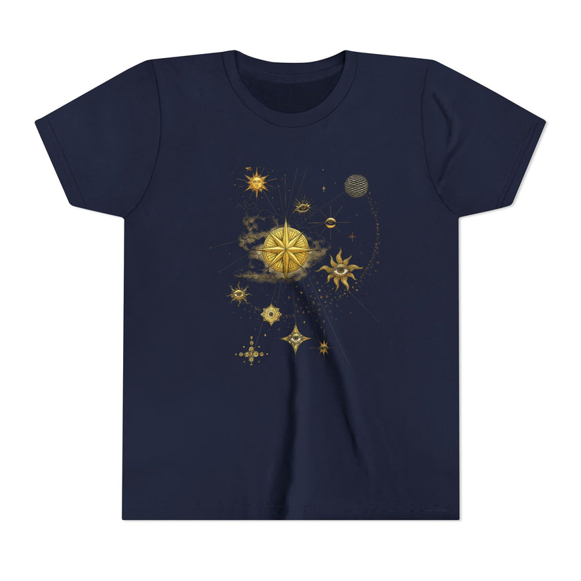 Celestial Compass Youth Tee - Astrology Inspired Short Sleeve Shirt