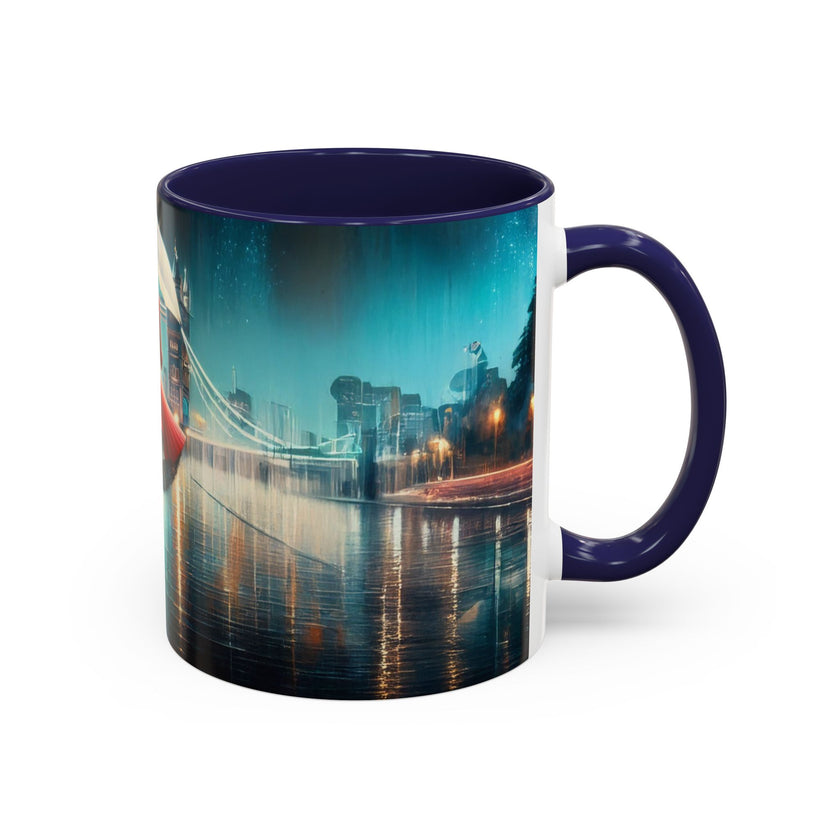 Personalized Glamorous Cityscape Coffee Mug showcasing colorful prints, ideal for unique gifting.