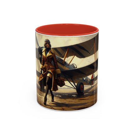 Vintage Aviator Accent Coffee Mug - 11oz, Vibrant Accent Coffee Mug