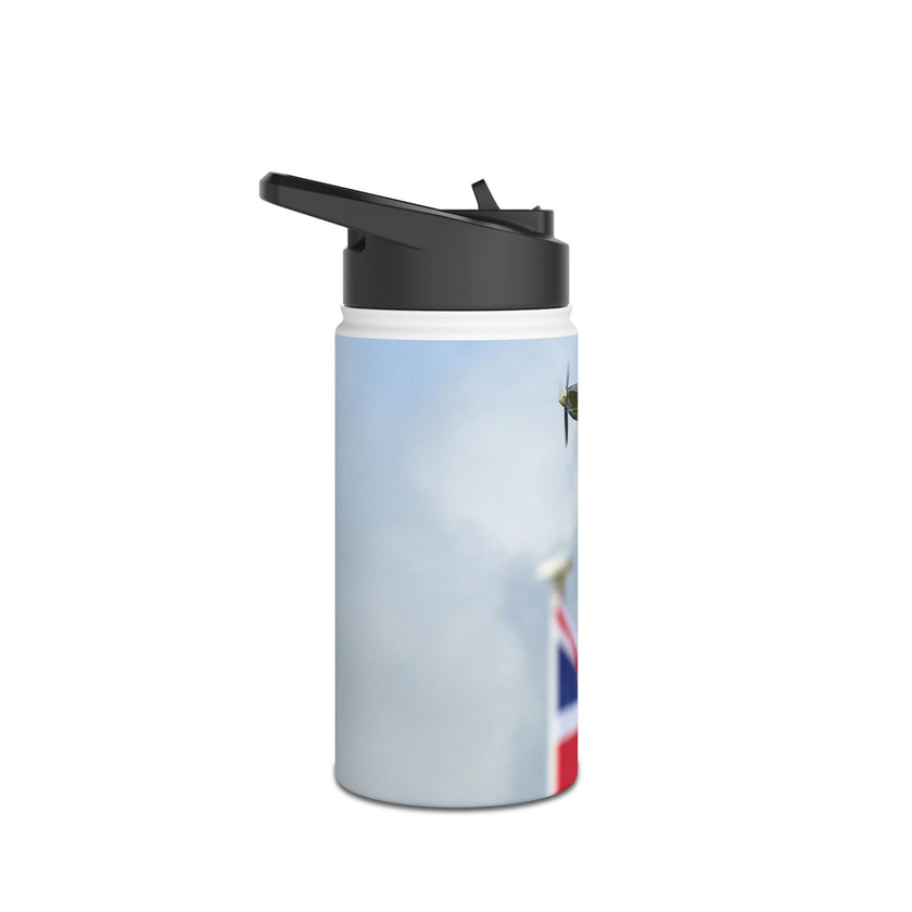 Spitfire Stainless Steel Water Bottle, Jet Design, Gift for Pilot, Travel Hydration, Airforce Lover, Outdoor Adventures