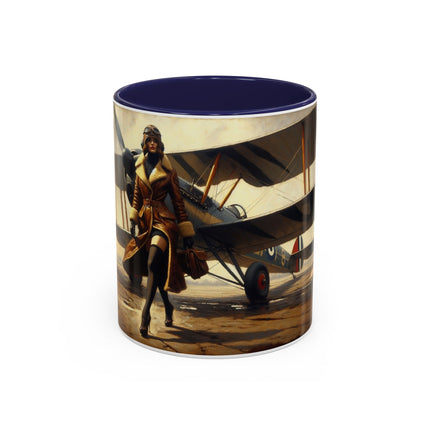 Vintage Aviator Accent Coffee Mug - 11oz, Vibrant Accent Coffee Mug