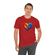 Rainbow Heart Short Sleeve Tee, T-Shirt for Him, Pride Shirt, Love Tee, Colorful Heart Design
