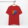 Rainbow Heart Ladies Shirt Jersey Short Sleeve Tee - Vibrant colors in natural daylight.