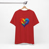 Rainbow Heart Ladies Shirt Jersey Short Sleeve Tee - Vibrant colors in natural daylight.
