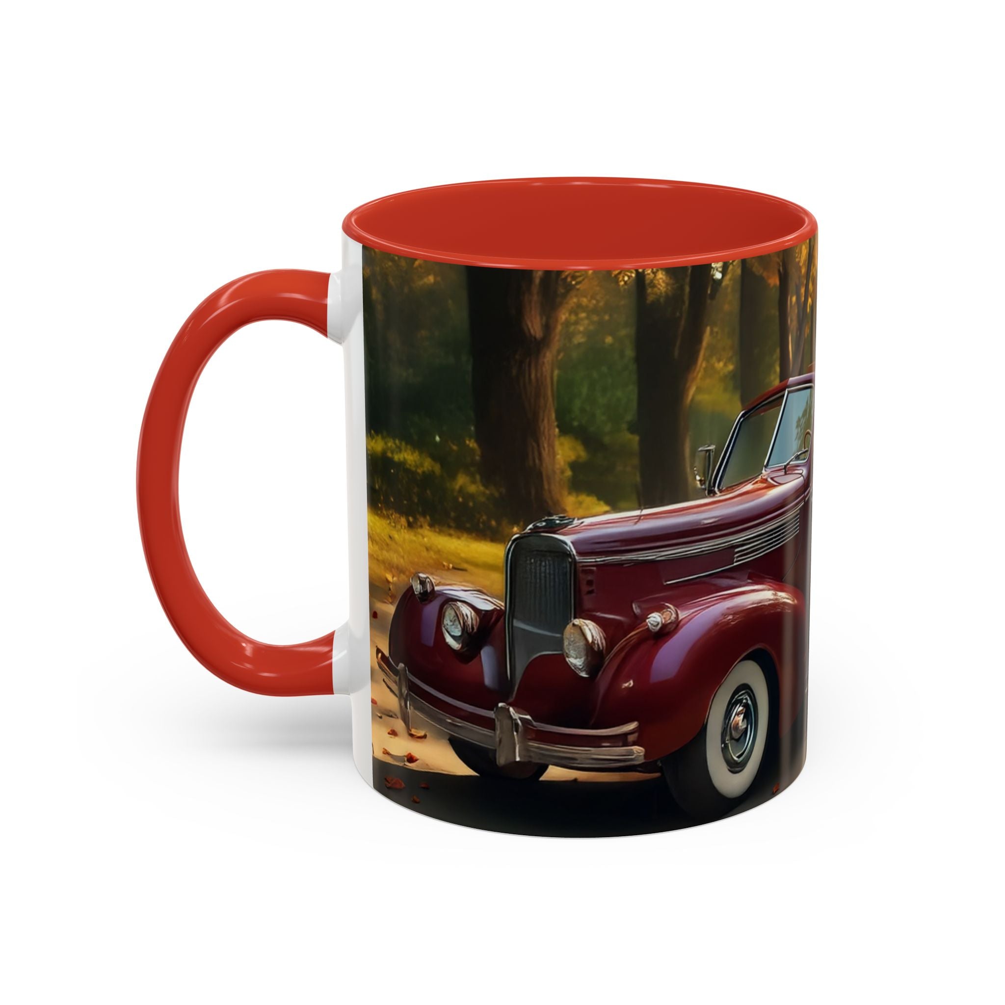 The Vintage Autumn Vibes Coffee Mug displayed with fall-themed elements.