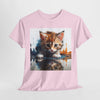 Cute Cat Unisex Heavy Cotton Tee, Cat Lover Gift, Animal Tee, Cozy Wear, Everyday Fashion, Fun Gift Idea