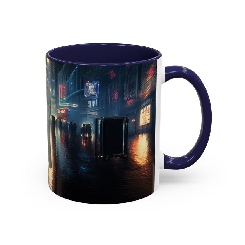 Elegant Urban Nightlife Coffee Mug displayed with artistic tableware, perfect for trendy dining experiences.
