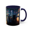 Elegant Urban Nightlife Coffee Mug displayed with artistic tableware, perfect for trendy dining experiences.