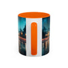 Sipping from the Glamorous Cityscape Coffee Mug overlooking the city, perfect for urban lovers.