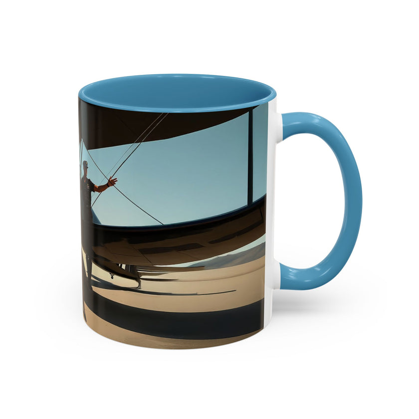Vintage Aviation Accent Coffee Mug beautifully displayed on a shelf, a charming collectible.