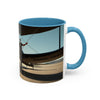 Vintage Aviation Accent Coffee Mug beautifully displayed on a shelf, a charming collectible.
