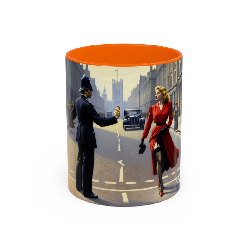 Vintage Glamour Accent Coffee Mug highlighting its microwave-safe feature for convenience.