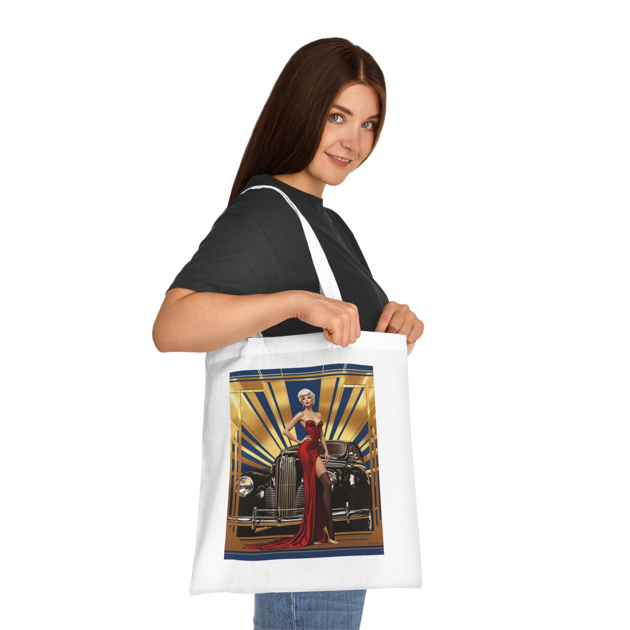 Vintage Glamour Cotton Tote Bag , Artistic Tote Bag