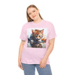 Cute Cat Unisex Heavy Cotton Tee, Cat Lover Gift, Animal Tee, Cozy Wear, Everyday Fashion, Fun Gift Idea