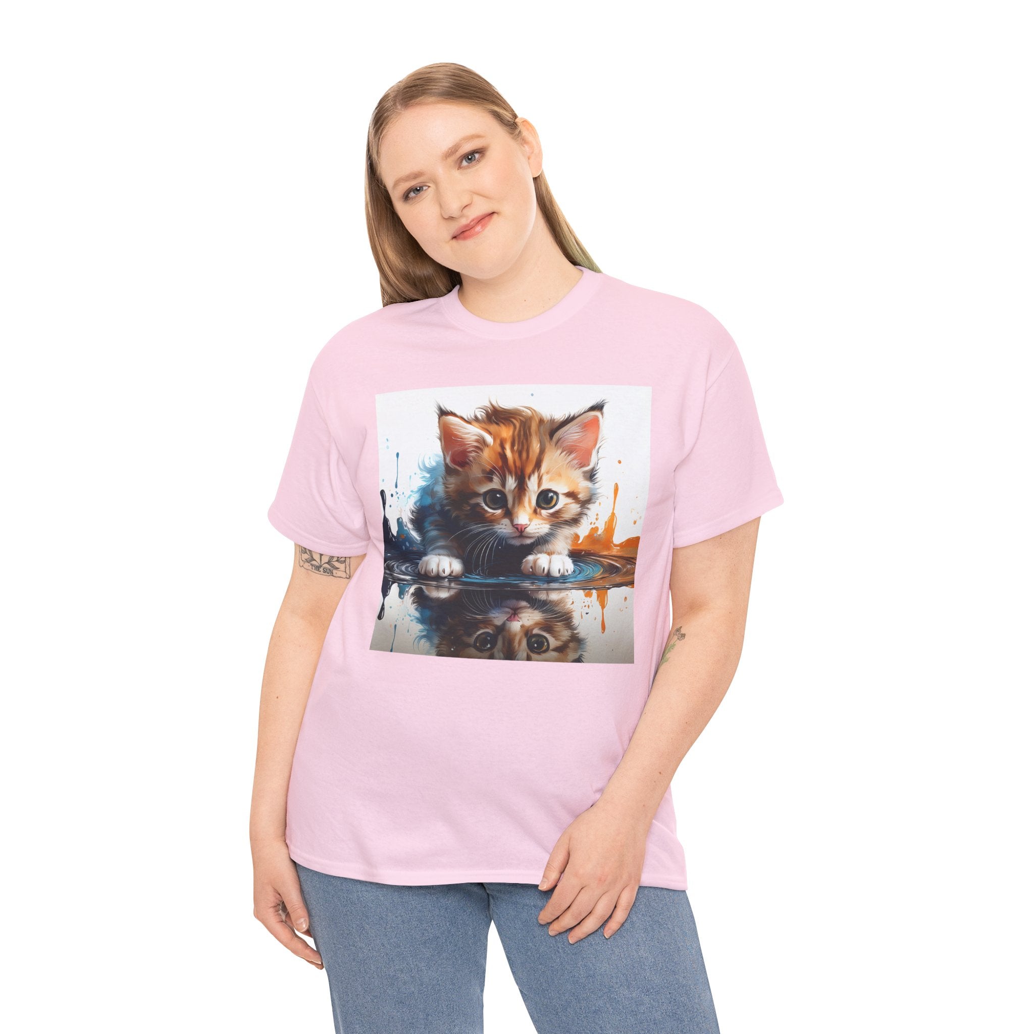 Cute Cat Unisex Heavy Cotton Tee, Cat Lover Gift, Animal Tee, Cozy Wear, Everyday Fashion, Fun Gift Idea