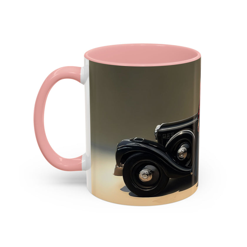 Elegant Vintage Lady Accent Coffee Mug highlighted by its glossy and colorful finish.