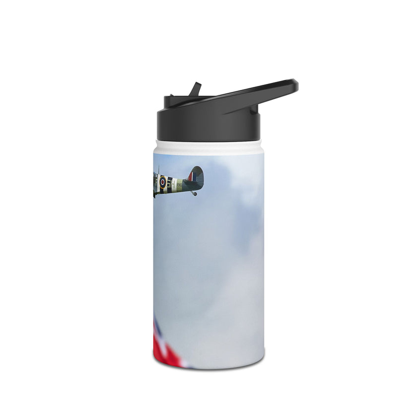 Spitfire Stainless Steel Water Bottle, Jet Design, Gift for Pilot, Travel Hydration, Airforce Lover, Outdoor Adventures