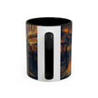 Stylish display of Vintage-Inspired Cityscape Accent Coffee Mug - 11oz & 15oz against a bright background.