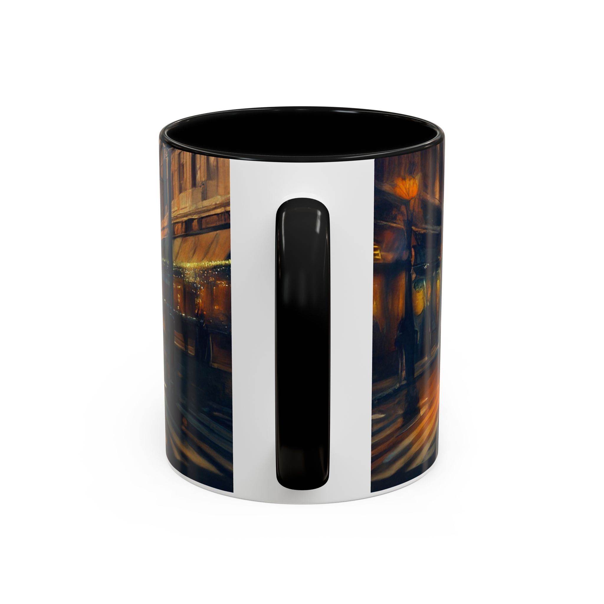 Stylish display of Vintage-Inspired Cityscape Accent Coffee Mug - 11oz & 15oz against a bright background.