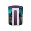 Glamorous Cityscape Coffee Mug featured in gift wrapping, ideal for special occasions.