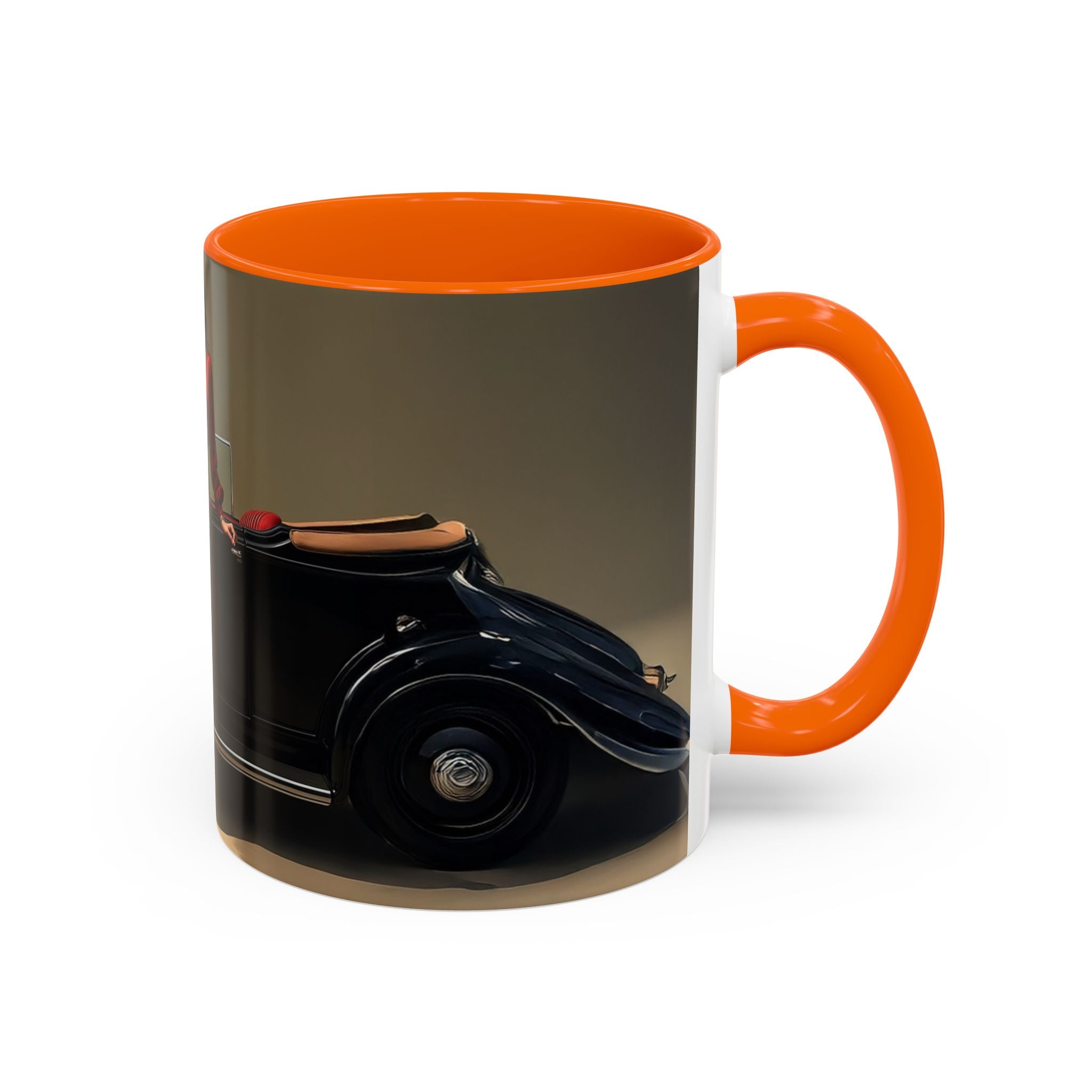 Artistic Accent Coffee Mug showcasing a retro vehicle theme, great for home.
