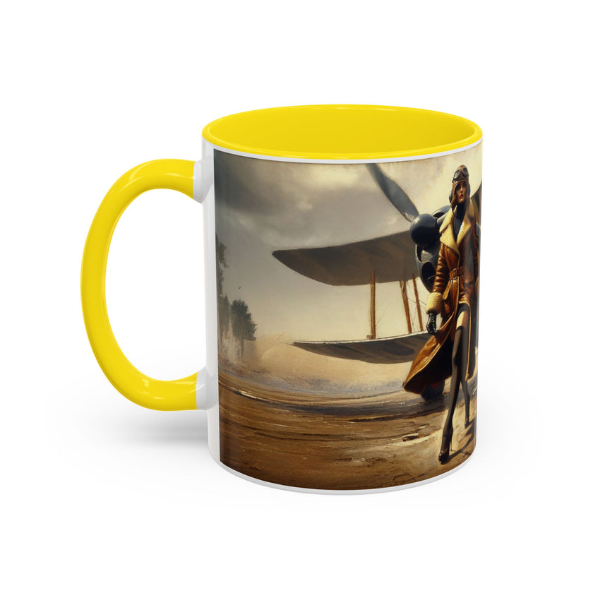 Vintage Aviator Accent Coffee Mug - 11oz, Vibrant Accent Coffee Mug
