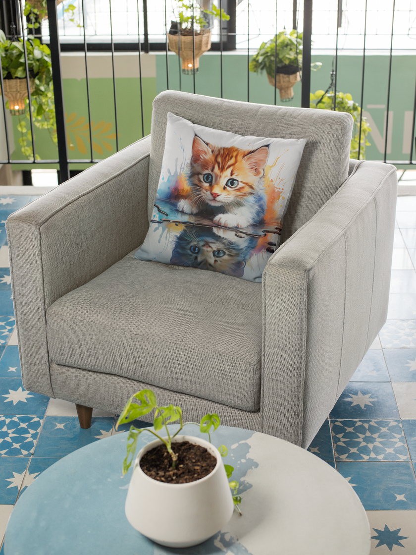 Cute Cat Art Pillow, Decorative Throw Pillow, Pet Lover Gift, Cozy Home Decor, Cat Lover Cushion, Fun Cat Decor