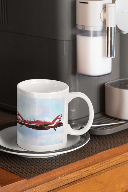 Red Arrows Cross over Airplane Mug, Aviation Enthusiast Gift, Pilot Coffee Cup, Retro Flight Decor, Unique Pilot Mug, Red Arrows, RAF, Planes, Red