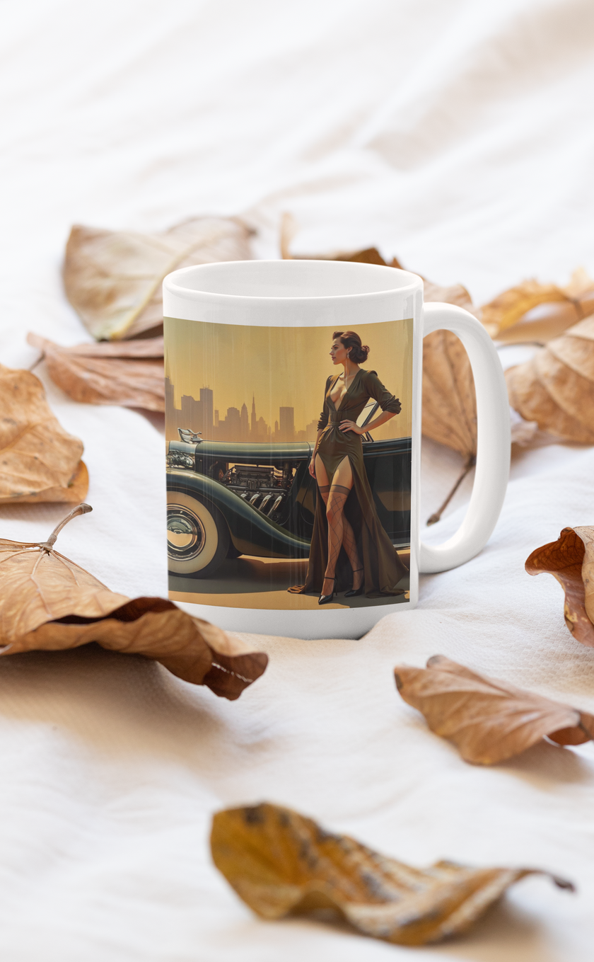 Vintage  Retro  Glamour Woman Mug, Enthusiast Gift, Coffee Cup, Retro, Unique, Mug, Glamour,  Dress, London