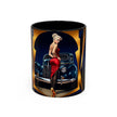 Vintage Pin-Up Coffee Mug - Classic Car Design showcasing vibrant colors and a glossy ceramic finish.