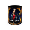 Vintage Pin-Up Coffee Mug - Classic Car Design showcasing vibrant colors and a glossy ceramic finish.