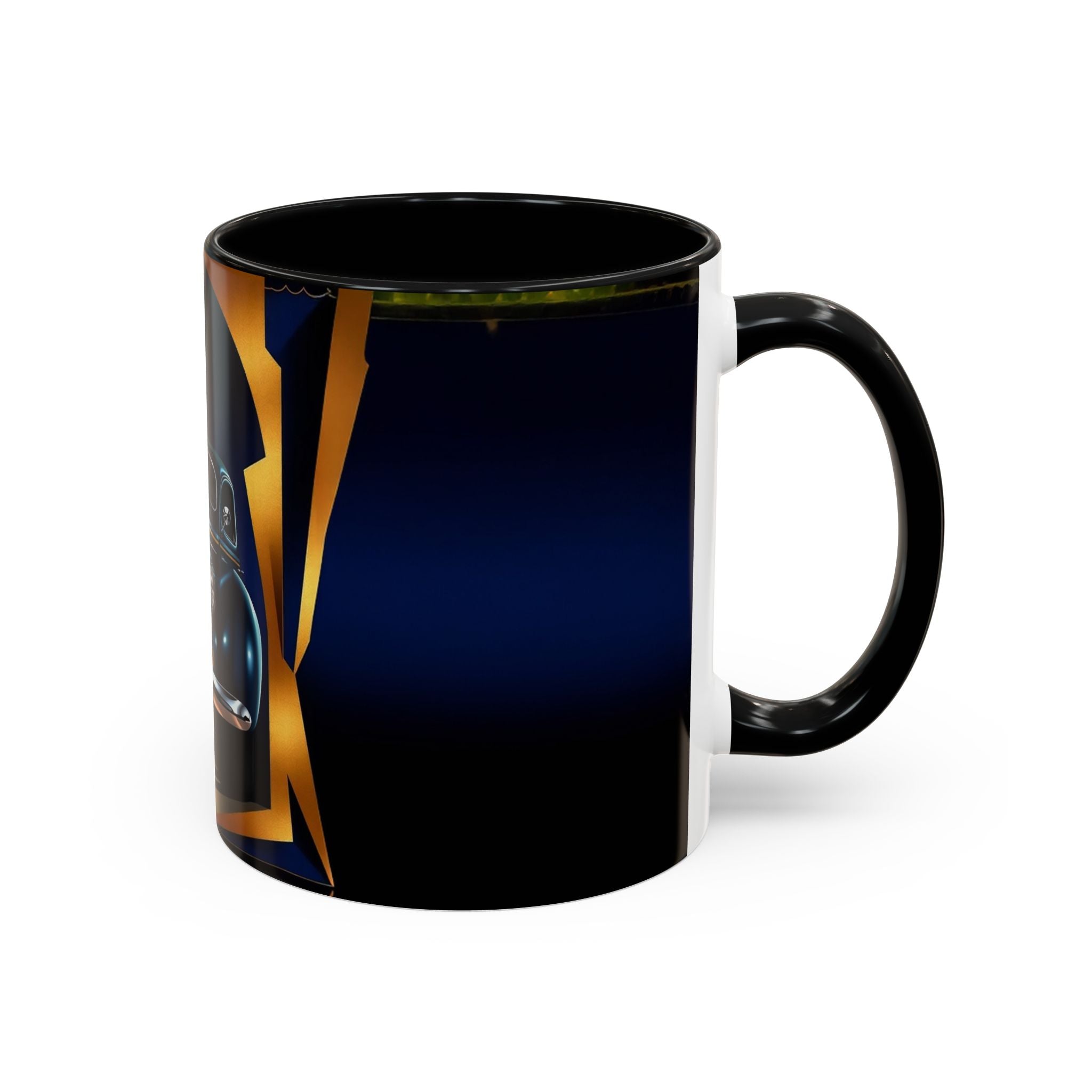 Vintage Pin-Up Coffee Mug - Classic Car Design against a playful backdrop of retro decor.