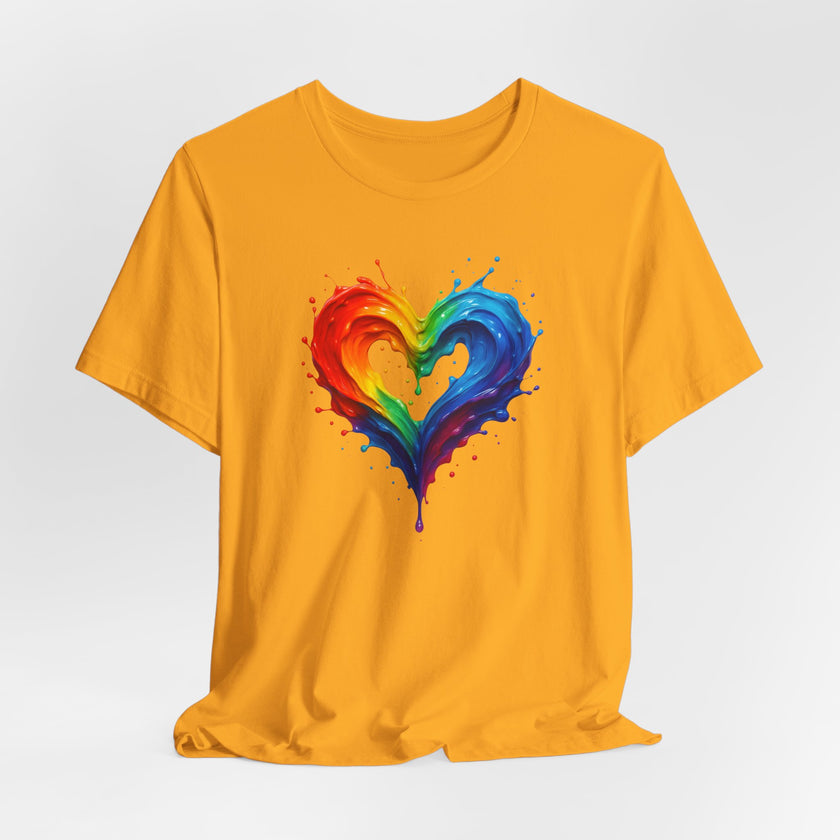 Rainbow Heart Ladies Shirt Jersey Short Sleeve Tee - Gift idea for love-themed occasions.