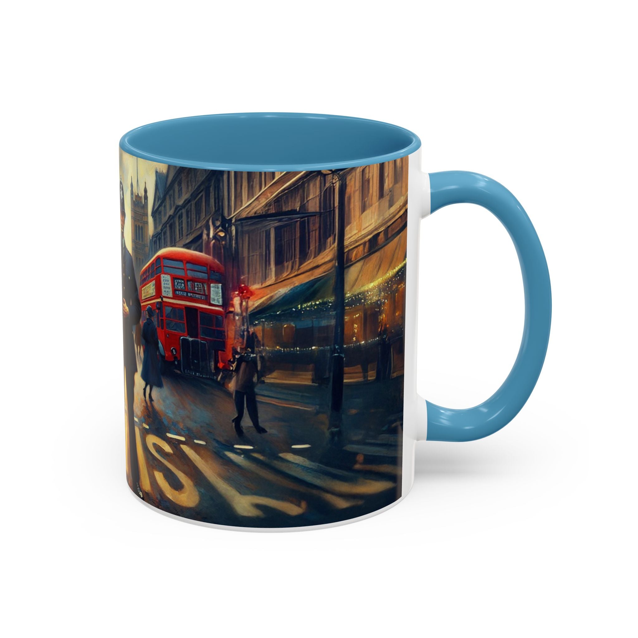 Chic Vintage-Inspired Cityscape Accent Coffee Mug - 11oz & 15oz enhancing daily coffee rituals.