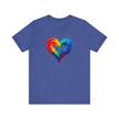 Rainbow Heart Short Sleeve Tee, T-Shirt for Him, Pride Shirt, Love Tee, Colorful Heart Design