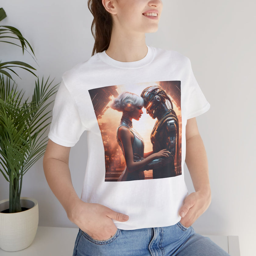 Futuristic Love Tee for Her | Sci-Fi Enthusiast Shirt, Unisex Graphic Tee, Gift for Her, Casual Wear, Geeky Apparel