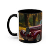 Sipping coffee from the elegant Vintage Autumn Vibes Coffee Mug.