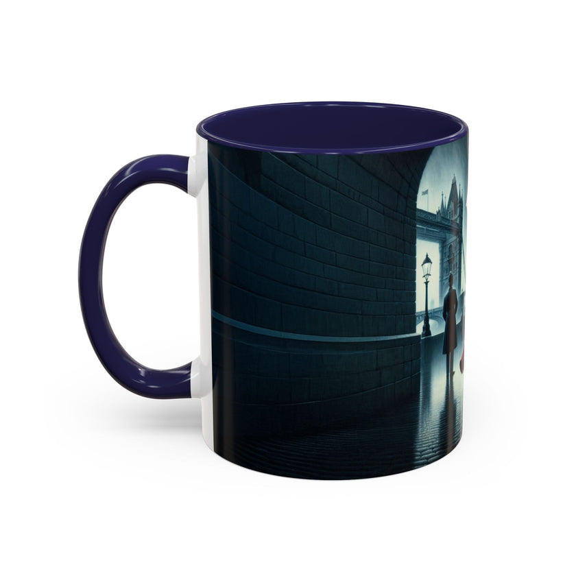 Elegant Cityscape Coffee Mug - 11oz showcased next to pastries for a delightful treat.