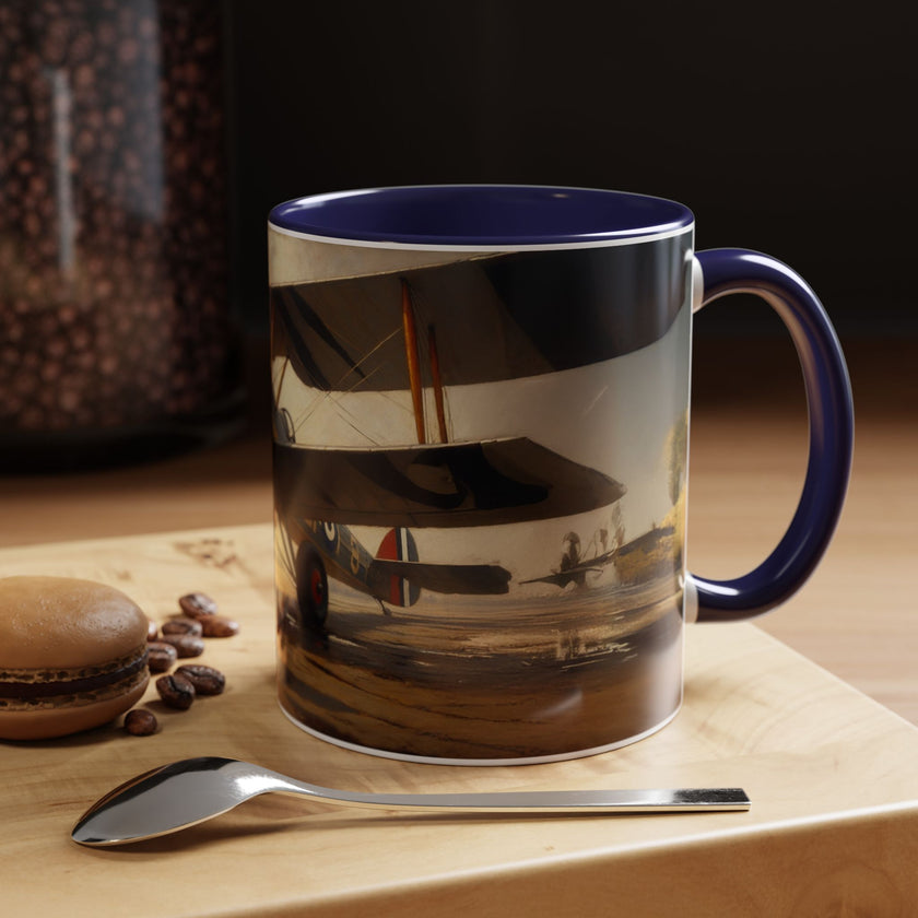 Vintage Aviator Accent Coffee Mug - 11oz, Vibrant Accent Coffee Mug