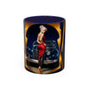 Close-up of the Vintage Pin-Up Coffee Mug - Classic Car Design highlighting the intricate details.
