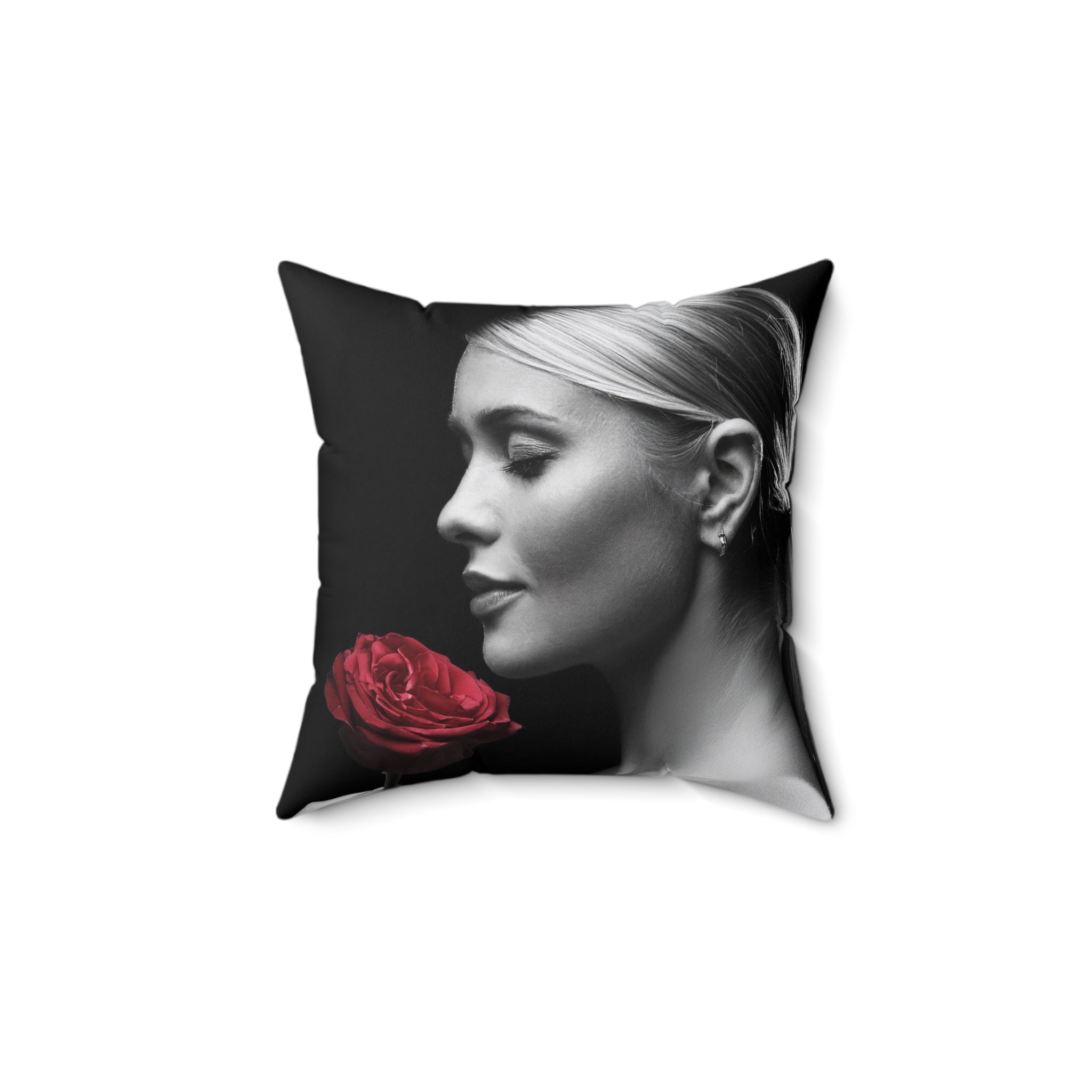 The Rose, Soft and Open, Mirrors Her Own Grace, Pillow Design