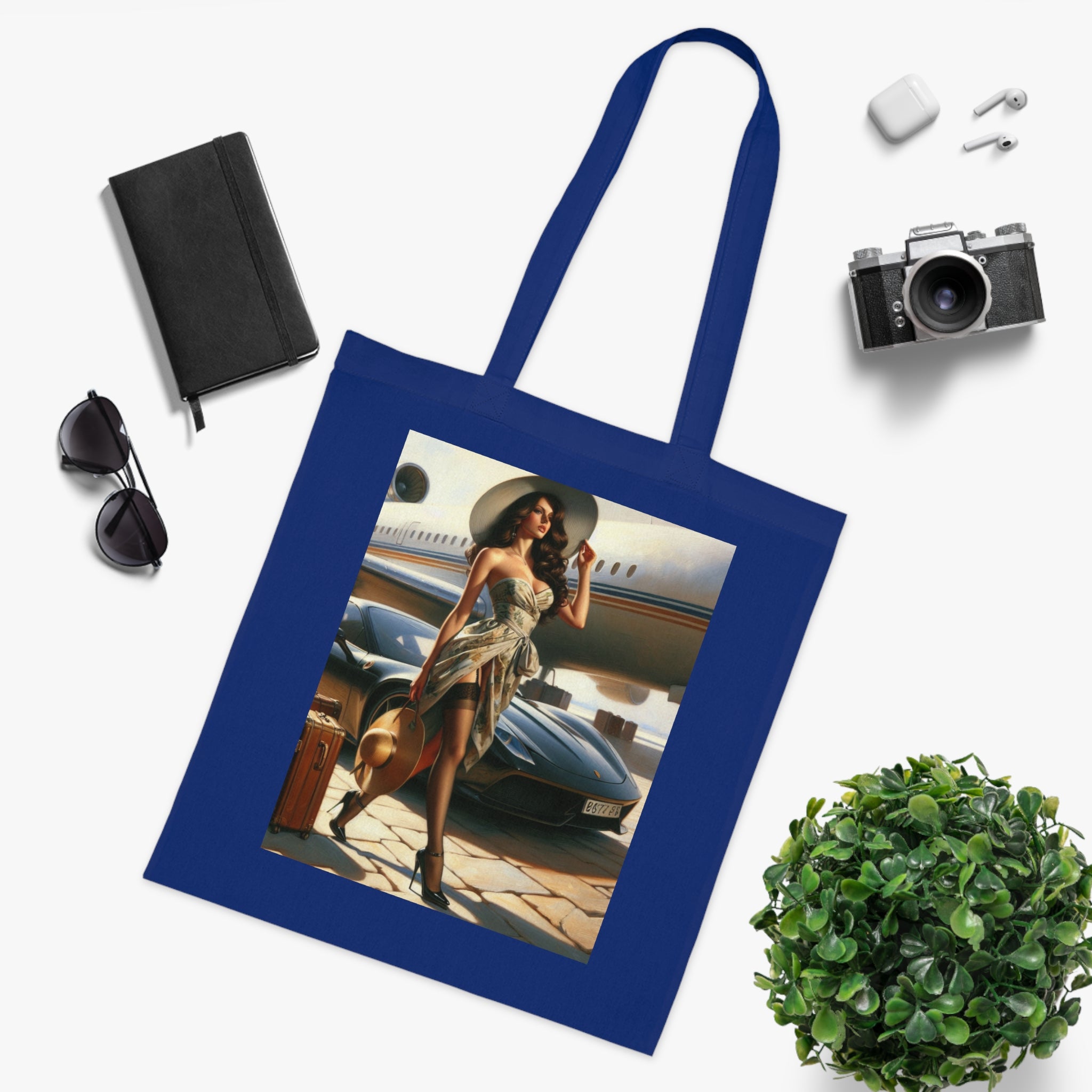 Chic Travel Cotton Tote Bag - Fashionable Design for Jetsetters