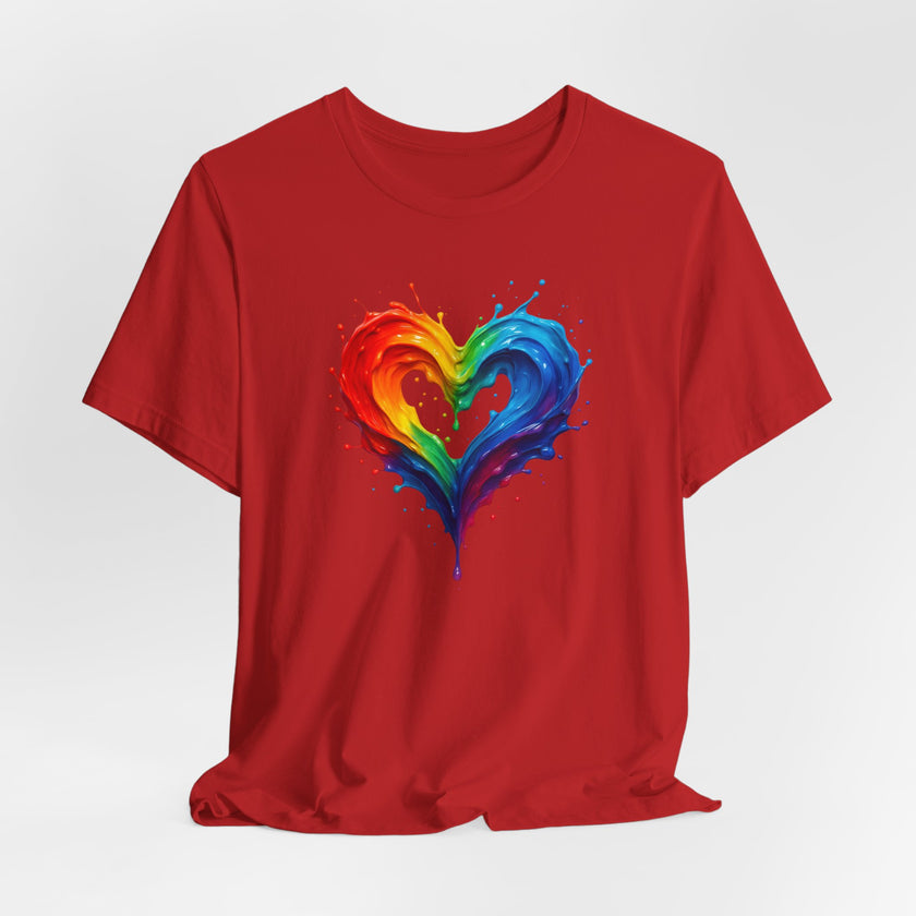 Rainbow Heart Ladies Shirt Jersey Short Sleeve Tee - Versatile tee for all casual occasions.